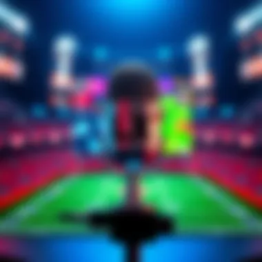 A microphone with football graphics in the background for the Super Bowl LX Podcast
