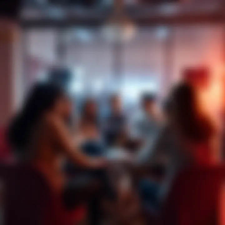 A group of people sitting in a circle during a support meeting, sharing experiences and encouraging one another to overcome gambling addiction.