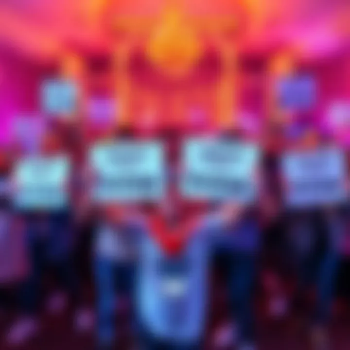 Support Charity with Pyfer Betting A group of people celebrating a charity event, holding signs that promote support for Izzy's fight while raising funds through Pyfer betting.