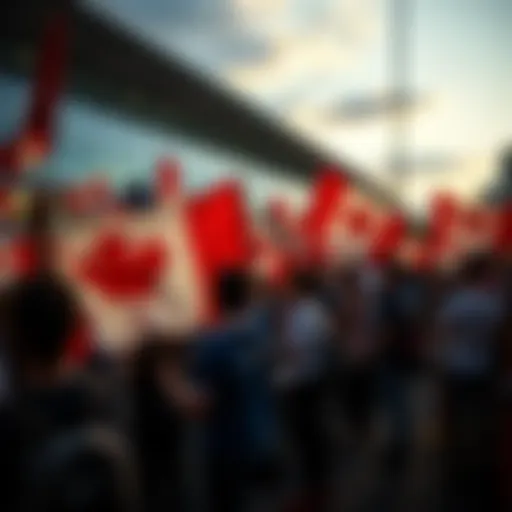 Support for Canada People holding flags supporting Canada at an outdoor event