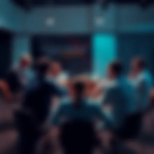 A group of people sitting in a circle sharing experiences and offering support for overcoming addiction.