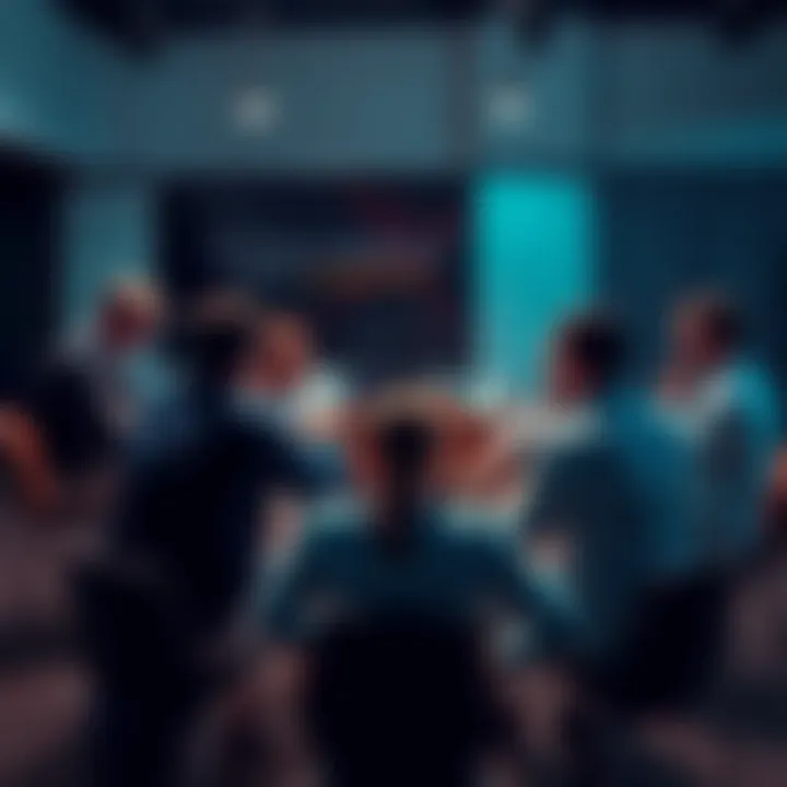 A group of people sitting in a circle sharing experiences and offering support for overcoming addiction.