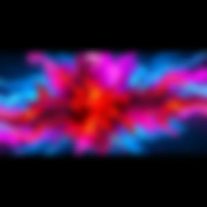 A vibrant explosion of colorful energy waves symbolizing the emotional transformation of 2025.