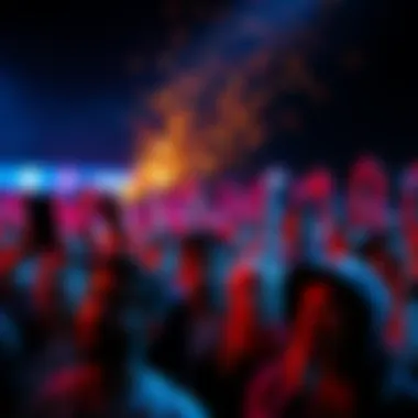 Surprised crowd watching an event A diverse group of people reacting with shock and excitement during an unexpected event