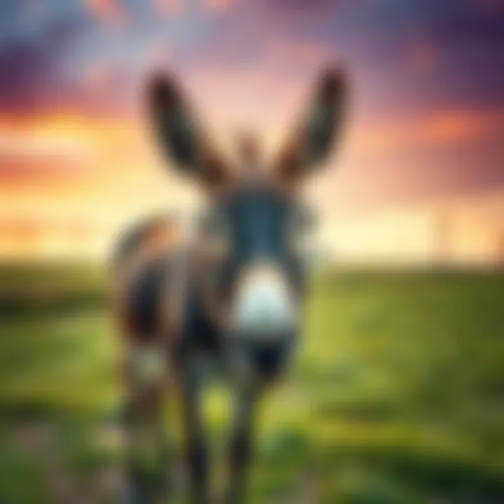 A donkey standing in a field with a curious expression, highlighting its importance in the story.