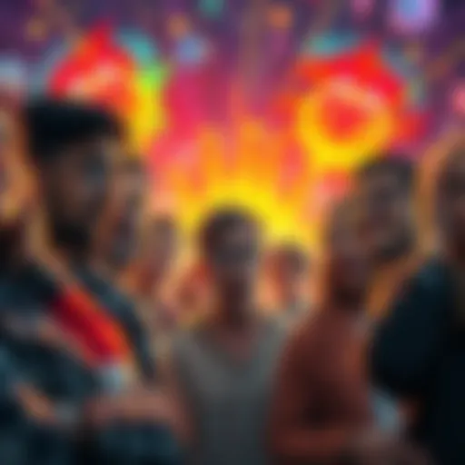 A collection of people sharing incredible real-life experiences that seem fictional, with a vibrant background illustrating their astonishment.