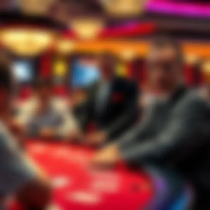 A tense situation at a casino table, showing a player looking worried while a dealer seems to be communicating with security.