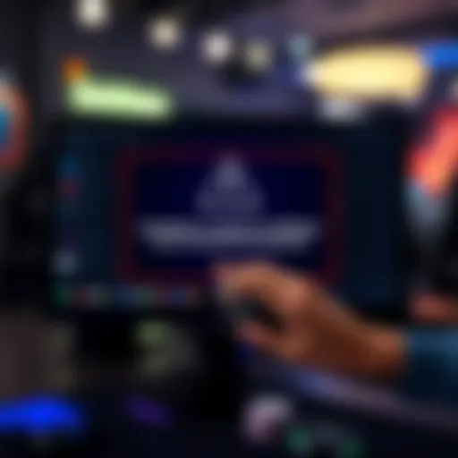 A computer screen displaying a warning message about a suspicious update for GGpoker, with a blurred background of a person's hand hovering over a mouse.