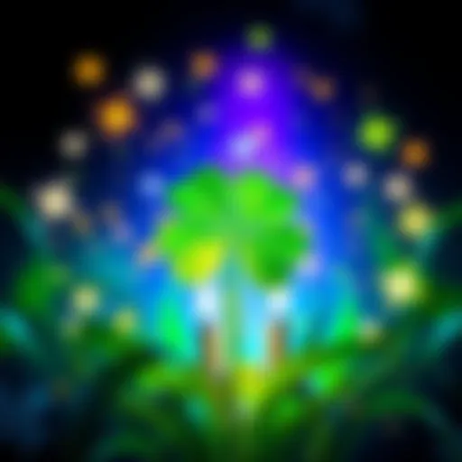 A vibrant four-leaf clover surrounded by sparkling stars, representing hope and fortune for the year ahead.