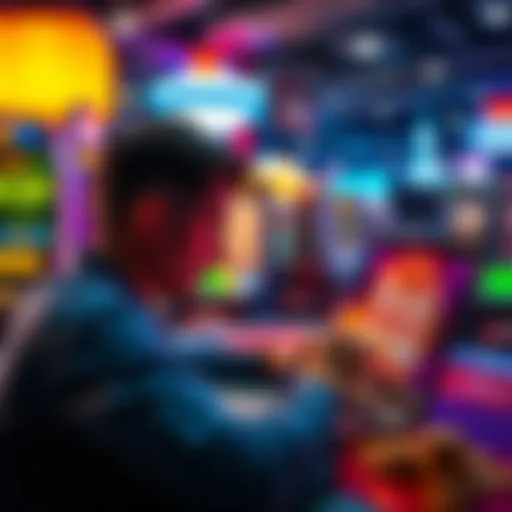 A person looking frustrated while trying to access online table games and slots on a laptop, showing a message about restrictions