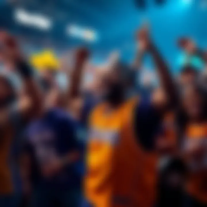 Fans gather to enjoy Taco Tuesday while wearing Lakers gear, excited for the playoffs