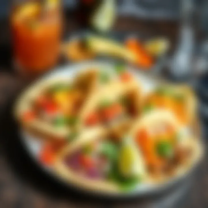 A colorful plate of various tacos with fresh toppings and sides, showcasing the best taco options in the city.