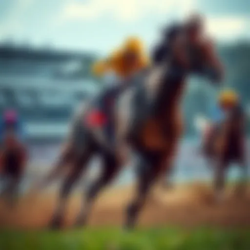 Horse named Taj Mahal racing ahead of competitors at the Preakness.