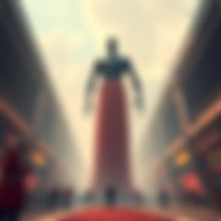 A gigantic figure standing 8 feet tall with a single Reb, drawing attention from onlookers.
