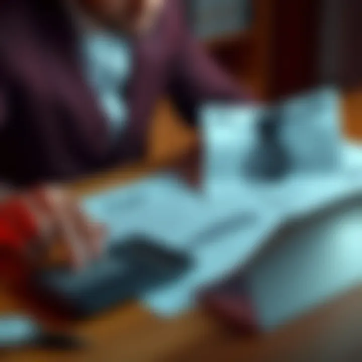 Tax Documents and Calculator A person reviewing tax documents with a calculator on the table, looking concerned about high tax rates.