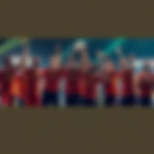 Sports team celebrating after winning a match
