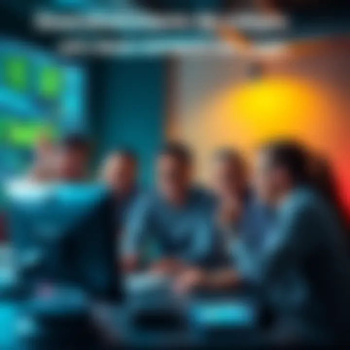 A group of people collaborating on code development, showcasing enthusiasm and teamwork around a computer screen with code snippets visible.