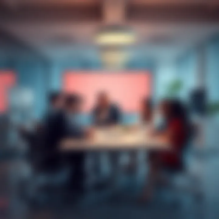 A diverse team working together around a conference table, discussing strategies for quarter four goals.