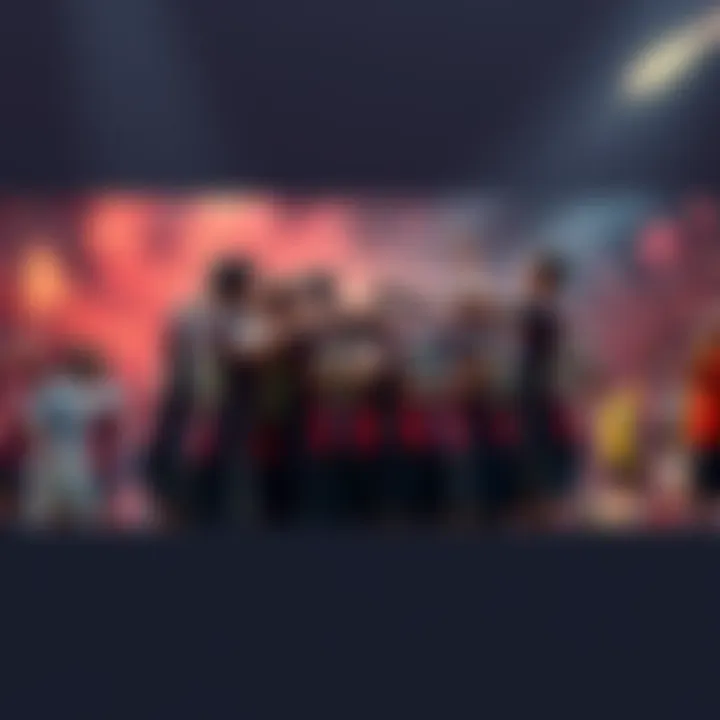 A soccer team huddled together, showing signs of emotion after an intense match, with fans cheering in the background