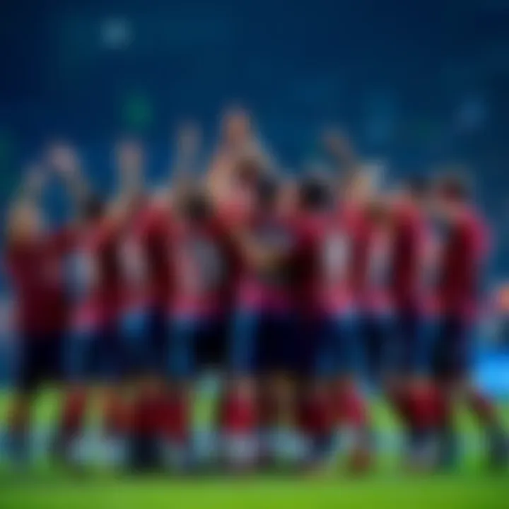 A sports team celebrating together after a near-perfect performance, showcasing excitement and readiness for the next competition.