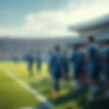 Team Preparing for New Season A sports team practicing on a field, with players in uniforms demonstrating teamwork and skill, as fans watch with excitement.