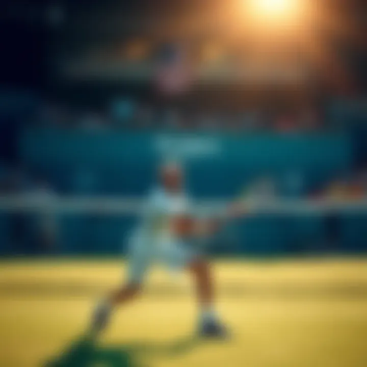 A tennis player serving during a match, showing a tense moment where a slight service advantage may influence the game's outcome.