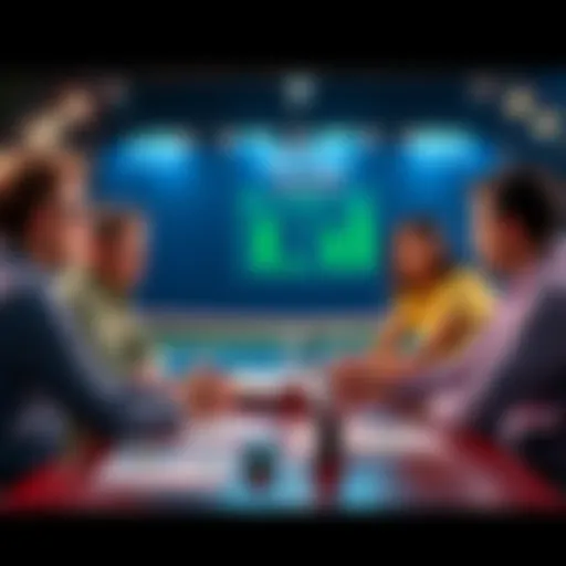 People discussing tennis betting strategies with charts and odds on a table