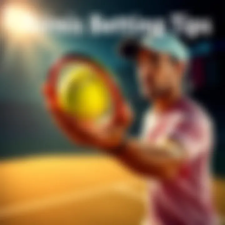 A tennis player serving a ball with betting odds in the background