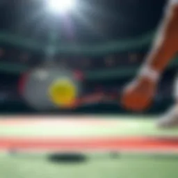 A tennis player's racket hitting a ball on the court, symbolizing betting in tennis matches.