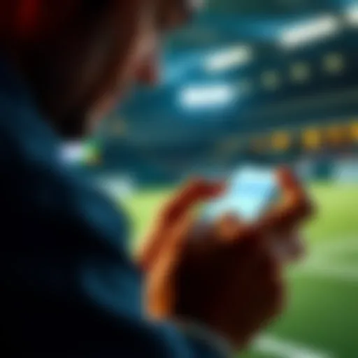 A close-up of a person placing a bet on a tennis match while looking at a smartphone with betting odds displayed.
