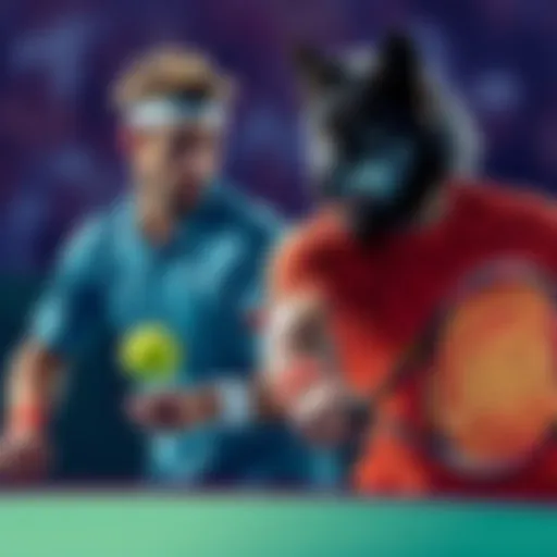 Tennis players Fenty and Wolf in action during a match with tension on their faces