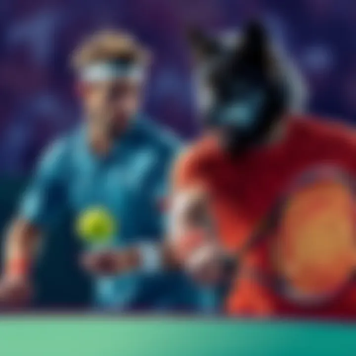 Tennis players Fenty and Wolf in action during a match with tension on their faces