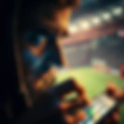 A close-up of a person looking worried while checking betting odds on a smartphone as a game nears its end