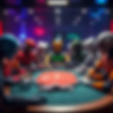 Texas Hold'em Bots with Personalities A table of Texas Hold'em with various bots showing different personalities and styles of play, creating an engaging poker atmosphere.