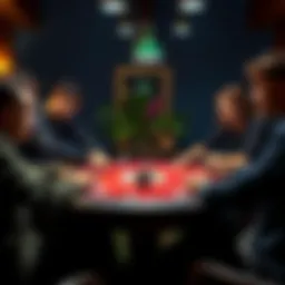 Playing Texas Hold'em at Home Group of friends playing Texas Hold'em poker at a table with chips and cards