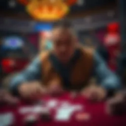 Texas Mike reacts after losing a massive poker hand at the High Stakes Poker table, surrounded by chips and cards.