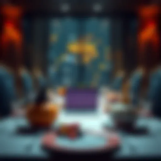 A table set for Thanksgiving dinner with a laptop showing betting odds