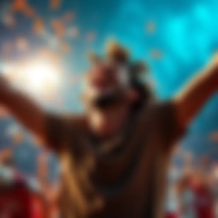 Celebrating a Game Win A happy person celebrating a successful game win during Thanksgiving weekend