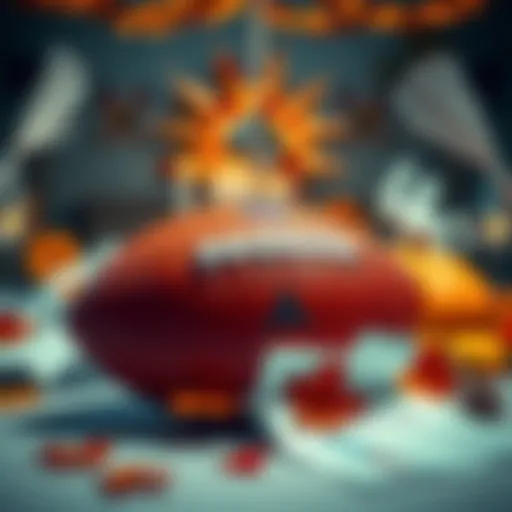 A football and betting slips on a table decorated for Thanksgiving