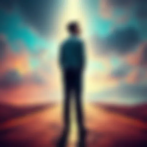 A person standing at a crossroads, looking towards the future with a confident expression, symbolizing the impact of saying yes.