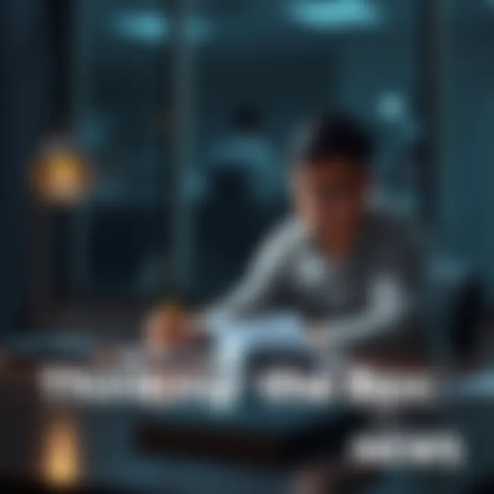 Thinking Outside the Box A person sitting at a desk, contemplating with paper and pencil, representing reverse thinking.