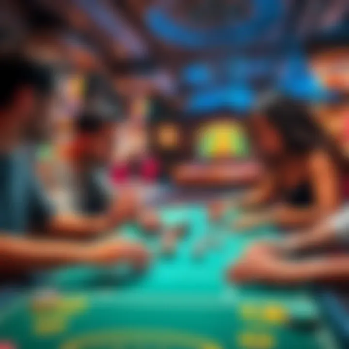 Three players at a craps table rolling dice and making bets during a game night