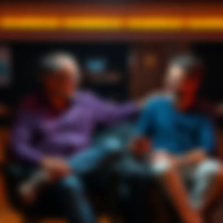 Three men sitting together, sharing stories and laughter in a casual setting, showcasing their friendship and bond.