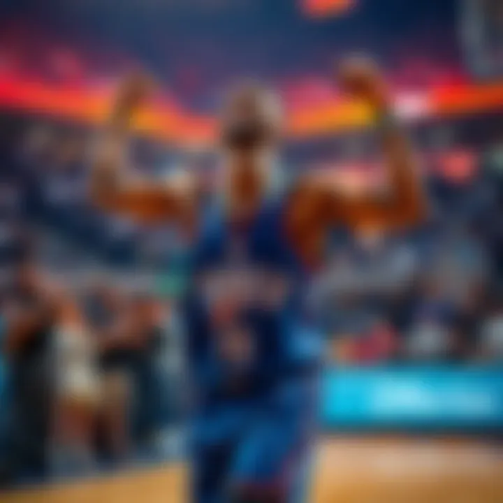 A Thunder player celebrating on the court after a hard-fought win against the Hornets, with fans cheering in the background.