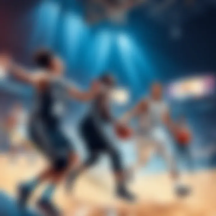 A dynamic scene of basketball players in action during Game 7, showcasing key moments and individual performances