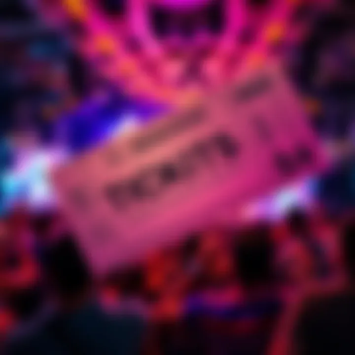 A close-up of a concert ticket with people enjoying a live music event in the background, symbolizing shared experiences and connections.