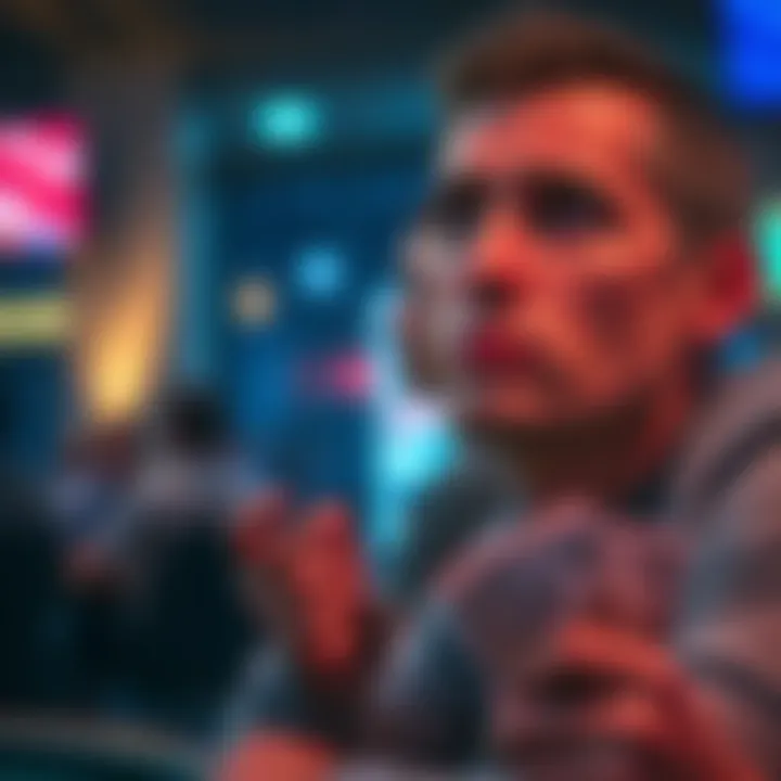 A person contemplating whether to leave a tip after winning a tournament but having a financial loss, with a thoughtful expression and money in hand.