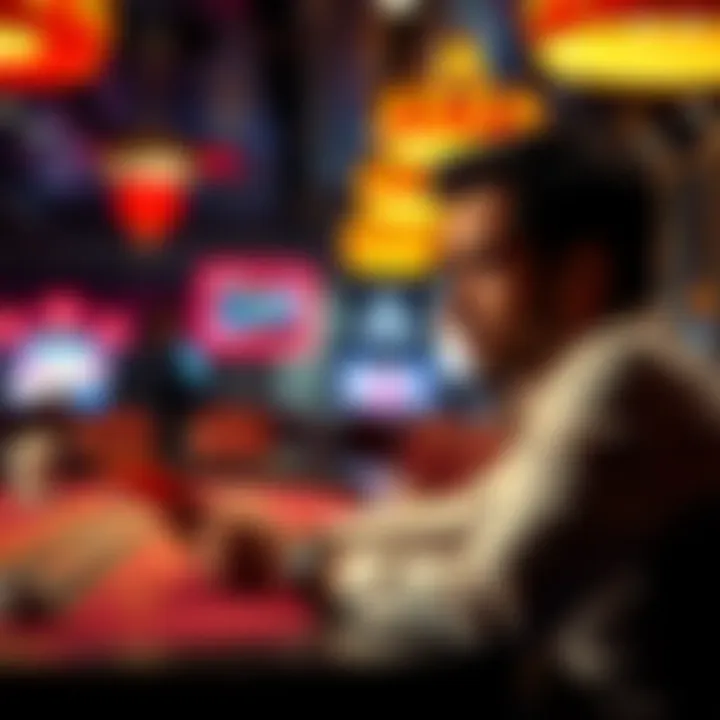 Tired person sitting at a casino table A tired person looking frustrated at a casino table after a bad night of gambling