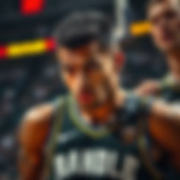 Randle looking exhausted during a game, showing signs of fatigue and weariness