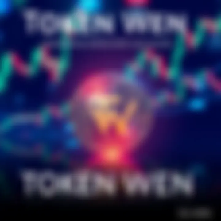 Token Wen Launch Visual representation of the upcoming Token Wen, featuring a digital coin with a futuristic design set against a market graph background.